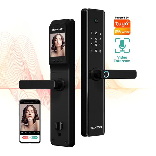 Newest Smart Fingerprint Finger Print Door Lock with Camera Tuya Wifi