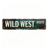 Décoration murale suspendue en aluminium style Art Déco WILD WEST ROUTE, 16x4 pouces, pour intérieur/extérieur, anniversaire/mariage, décoration de fête