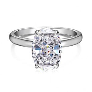 Dylam Stylish High Jewelry Rhodium Plated S925 Silver Oval Shape 8A Crushed <b>Iced</b> Out Cut Zirconia Women Wedding Engagement <b>Rings</b> - Product Image 1