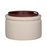 Madison Modern Fabric Round Lift Top Aufbewahrung stablett Ottoman Pouf 19.7W Marshmallow Hocker Ottomane