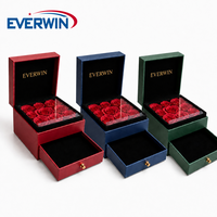 Boîte cadeau de luxe personnalisée EVERWIN pour bijoux, boîte à chapeau avec fleurs en papier, compartiments pour bagues et colliers, pour boîte cadeau de mariage