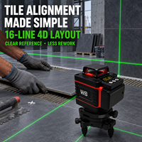 Niveau laser vert 4D professionnel polyvalent à 16 lignes, auto-nivelant à 360 degrés, outil de mesure industriel pour carrelage et intérieur