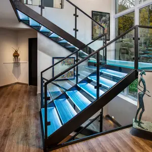 CBMmartヨーロピアンデザインインテリア木製ストレート階段トレッドとライザー無垢材装飾階段