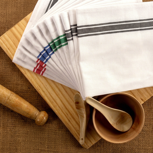 Cotton Kitchen Towels Set of 12 Striped Square Woven Water Absorbent Home Use Machine Washable - Product Image 1