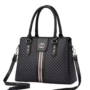 Conjunto de bolsas femininas luxuosas, bolsa leve simples tipo negócios, xadrez de grãos escuros, bolsas retrô com textura retrô, 2023