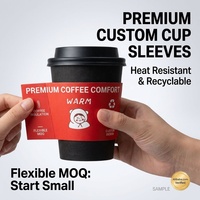 Manchons personnalisés en carton kraft imprimé pour tasses, motif dessin animé amusant, thème chaleureux, isolants thermiques, anti-brûlure, pour tasses à café, recyclables