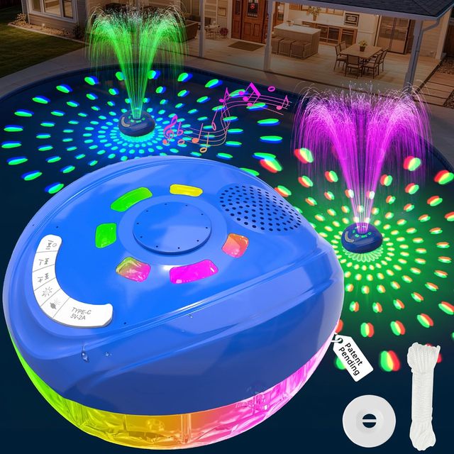 IP68 Waterproof Outdoor Portable Wireless Rechargeable 3 in 1 RGB Light Show Hot Tub Spa Floating Pool Fountain Speaker