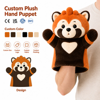 Marionnette à main en peluche super douce de 25 cm, motif raton laveur, en tissu de coton avec rembourrage en coton PP, adorable et personnalisable – Meilleure vente