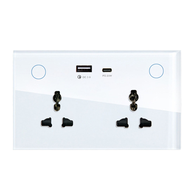 Universal Uk Smart Home Product Wall Socket Outlet USB-C USB-A TYPE-C Zigbee Wifi Matter Tuya apple Homekit App PowerPoint