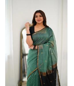 Sari Banarasi de Lujo, Sari Tradicional con Borde de Zari, Atuendo Étnico Elegante para Bodas, Fiestas y Celebraciones - Product Image 4