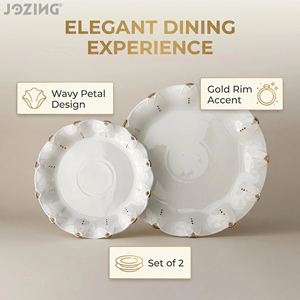 <span class=keywords><strong>Assiettes</strong></span> <span class=keywords><strong>en</strong></span> <span class=keywords><strong>porcelaine</strong></span> de luxe écologiques avec bordure dorée, motif festonné ajouré, service de vaisselle raffiné pour mariages et hôtels (vente <span class=keywords><strong>en</strong></span> gros) - Product Image 2