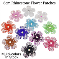 Patchs de fleurs en strass 3D en verre en gros avec perles à coudre, appliques DIY pour robes de mariée, chaussures, sacs, accessoires vestimentaires