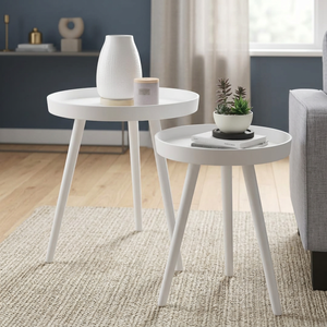 Mesa de Centro Redonda Moderna de Diseño Icónico, 20 Pulgadas de Altura, Mueble Decorativo para Sala de Estar - Product Image 3