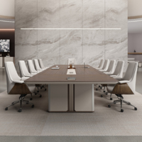 Ensemble de mobilier de bureau de luxe de grande taille pour salle de réunion moderne, table de conférence avec boîte à câbles multifonction et bande lumineuse