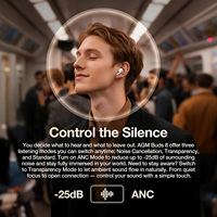 Écouteurs sans Fil TWS Intra-Auriculaires AGM BUDS 8 avec Réduction de Bruit Active (ANC) et Réduction de Bruit d'Appel (ENC) Bluetooth 6.0