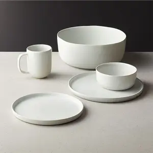 Термостойкие наборы посуды из белого опала с обеденными тарелками и суповыми тарелками, домашняя посуда, Круглый Опаловый стеклянный обеденный набор