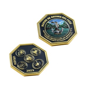 <span class=keywords><strong>Monedas</strong></span> de diseño de esmalte de ancla hexagonal con impresión en aerosol de color dorado - Product Image 3