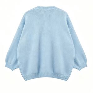 Veste pull pour femme personnalisée et élégante pour garçon Cardigan <span class=keywords><strong>mi</strong></span>-long en tricot à coupe ample avec bouton de décoration pour l'automne et l'hiver - Product Image 6