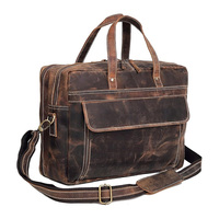 Sacoche pour ordinateur portable en cuir Crazy Horse vintage pour homme, sac fourre-tout en cuir pour homme
