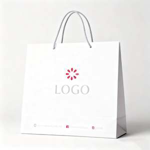 Sac cadeau en papier d'art de luxe, prix d'usine personnalisé, papier blanc, ruban durable, accessoire, impression numérique, emballage de vêtements, logo - Product Image 2