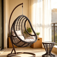 Fauteuil suspendu en rotin en forme de nid d'oiseau avec table à thé, chaise balançoire pour balcon, hamac de jardin, mobilier de balcon - Vente en gros