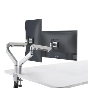 y-shaped  Adjustable 180 Degrees Swivel Dual Pneumatic Arm Double Computer Monitor Stand