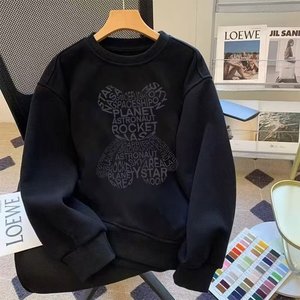 2025 autunno inverno felpa con collo sottile alla moda modello orso da uomo 100% Pullover con cappuccio allentato in pile di cotone per - Product Image 3