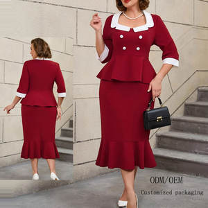 French OL Set alla moda per donne <span class=keywords><strong>taglie</strong></span> forti eleganti e affascinanti abiti da sera per uso ufficio e festa - Product Image 1