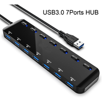 Hub USB 3.0 à 4/7 ports, type C, extension ultra-mince USB 3.0, 5 Gbps, voyant lumineux pour ordinateur portable, souris, clavier, clé USB