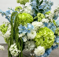 Bola Bunga Hydrangea Gaya Modern 50cm Warna Biru Hijau Bunga Buatan Hiasan Meja Pernikahan/Pesta