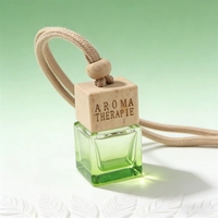 Diffuseur de parfum pour voiture en verre noir dégradé classique avec bouchon en bois noir de 8 ml, flacon suspendu pour huiles essentielles