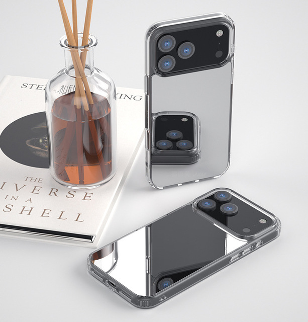 TPU+PC Hybrid Mirror Phone Case Four Corner Airbag Shockproof Protective Cover for iPhone 17 Pro 16 15 Pro Max