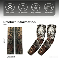Manches de bras tatouées anti-UV en polyester extensible rafraîchissant pour le cyclisme, la course, la pêche, la conduite et les sports de plein air