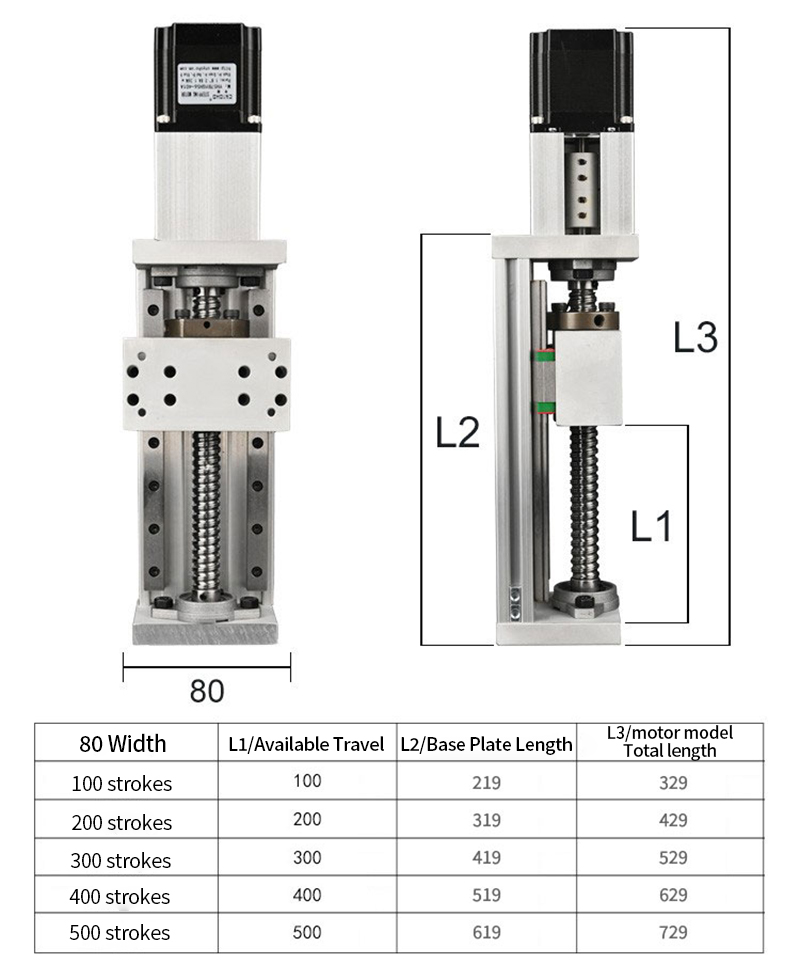 CNC Linear Guide 1605 Ball Screw Sliding Table, NEMA 23 Stepper