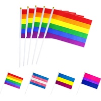 Drapeaux à main de pays bon marché, impression personnalisée, drapeau ondulé à la main