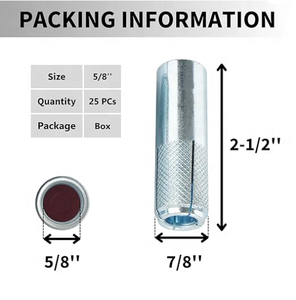Haute performance ISO 9001 certifié Drop-In boulons d'ancrage galvanisé mur & Wedge ancres boîte d'emballage <span class=keywords><strong>prix</strong></span> d'usine concurrentiel - Product Image 4