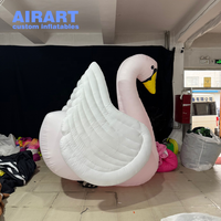 Modèle d'oiseau d'oie de cygne gonflable lumineux de 2.5m pour la décoration carrée de pelouse de rivière