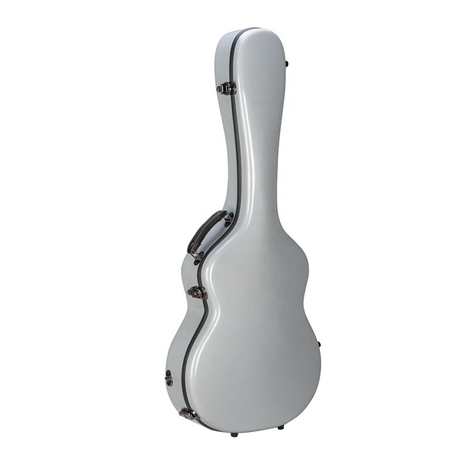 Manufacturer Delux Fiberglass Light Gray Acoustic Guitar Case with Backpack Dreadnought Fiberglass Instrument Case