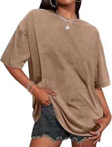 High Quality 100% Cotton Vintage Blank Acid <b>Washed</b> Oversized 240 Gsm <b>women</b> T-Shirts Heavyweight T Shirt - Product Image 2