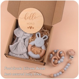 Kit de Regalo para Baby Shower, Juguetes de Dentición de Madera y Silicona, Clip para Sujetar Chupetes, Caja de Regalo Completa para Recién Nacidos, Niños y Niñas - Product Image 2