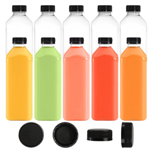 Custom 2 4 8 12 16 oz PET <b>Plastic</b> Square Juice Bottles for Juice Business. 60ml 120ml 250ml 350ml 500ml Juice Bottle With <b>Cap</b> - Product Image 1