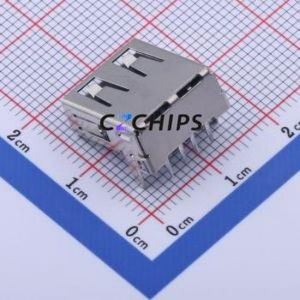 901-242A2021D10100 USB Connector Bent Lead Through Hole Connector Type-A USB 2.0 Female Right Angle Insert - Product Image 2