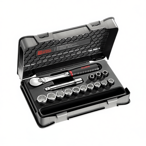 Jeu de douilles 1/2 pouce, 13 pièces, métriques, avec cliquet et rallonge pour réparation automobile - Product Image 2