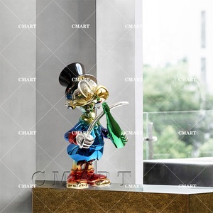 Statua d'Arte del Famoso Cartone Animato <span class=keywords><strong>Paperino</strong></span> a Prezzo di Fabbrica, Scultura Pop Art di <span class=keywords><strong>Paperino</strong></span> con Bottiglia di Vino, Artigianato in Resina di Dottor Daffodilo con Spada - Product Image 5