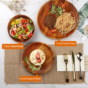 High Quality Eco-Friendly Acacia <strong>Wood</strong> Charger Round Wooden Dinner <strong>Plates</strong> for Dishes and Dessert - Product Image 6