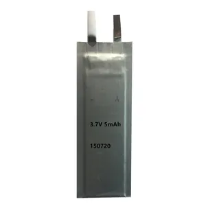 얇은 배터리 및 얇고 작은 Lipo 배터리 150720 사용자 정의 모델 3.7V 5mah 두께 1.55mm