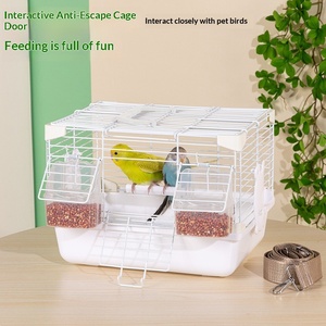 Huis- en buitengebruik, kleine metalen vogelkooi, reisbaar, draagbaar, papegaaienkooi met voederbak voor pauw, tijgerhuid. - Product Image 2