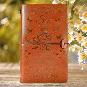 1pc A6 Mini carnet à spirales en cuir PU rechargeable, <span class=keywords><strong>cadeau</strong></span> pour la fête des pères et les anniversaires pour fils, maman, <span class=keywords><strong>papa</strong></span> - Product Image 1