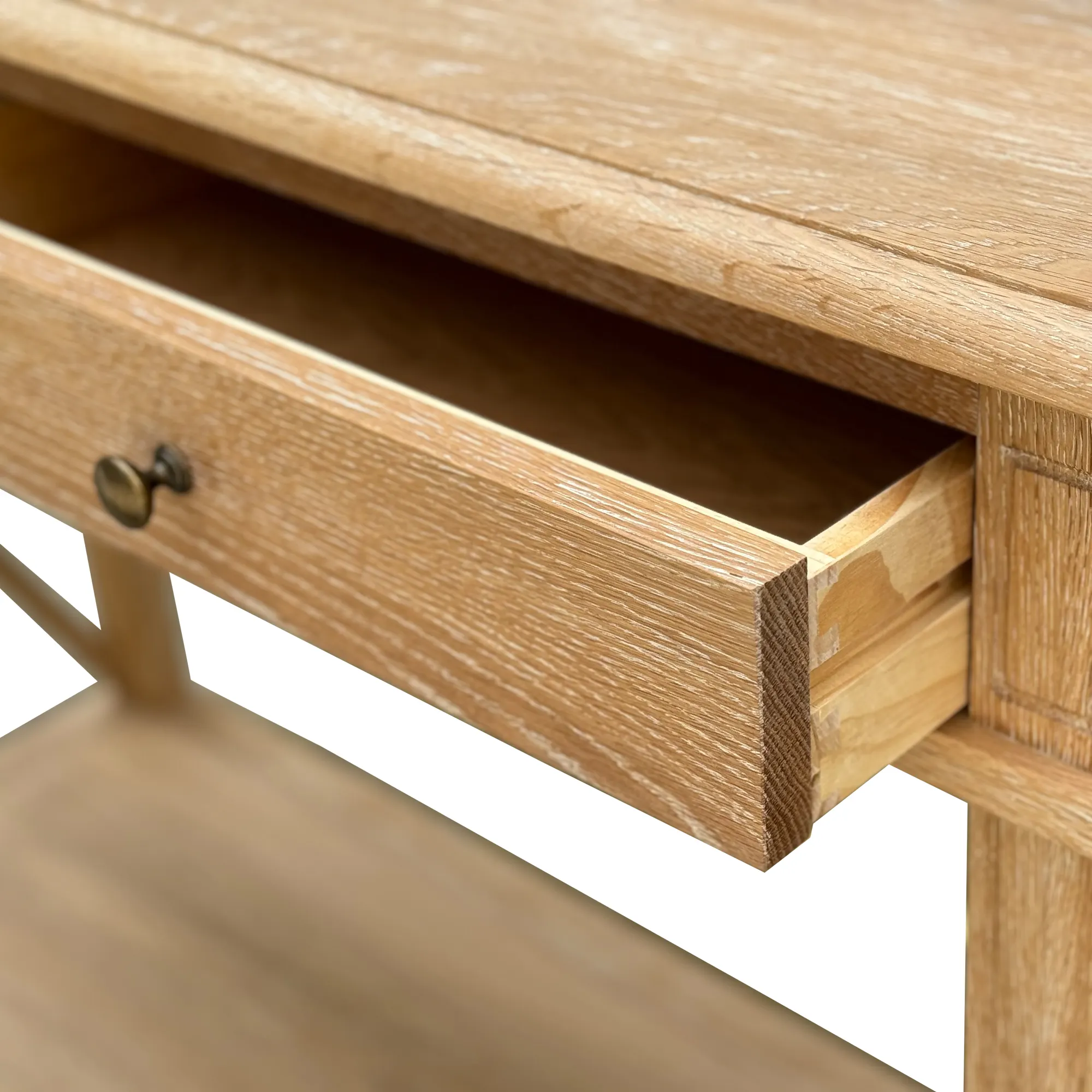 Table console en bois de chêne massif de style antique HL541-110 avec étagères et tiroirs Table de chevet pour chambre à coucher