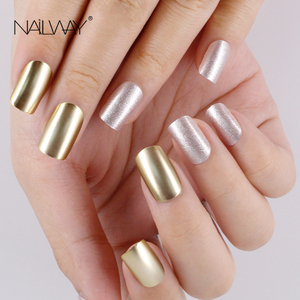 <span class=keywords><strong>Uñas</strong></span> postizas cuadradas metálicas, 24 unidades, cromadas, acrílicas, <span class=keywords><strong>doradas</strong></span> y plateadas, gran oferta - Product Image 3